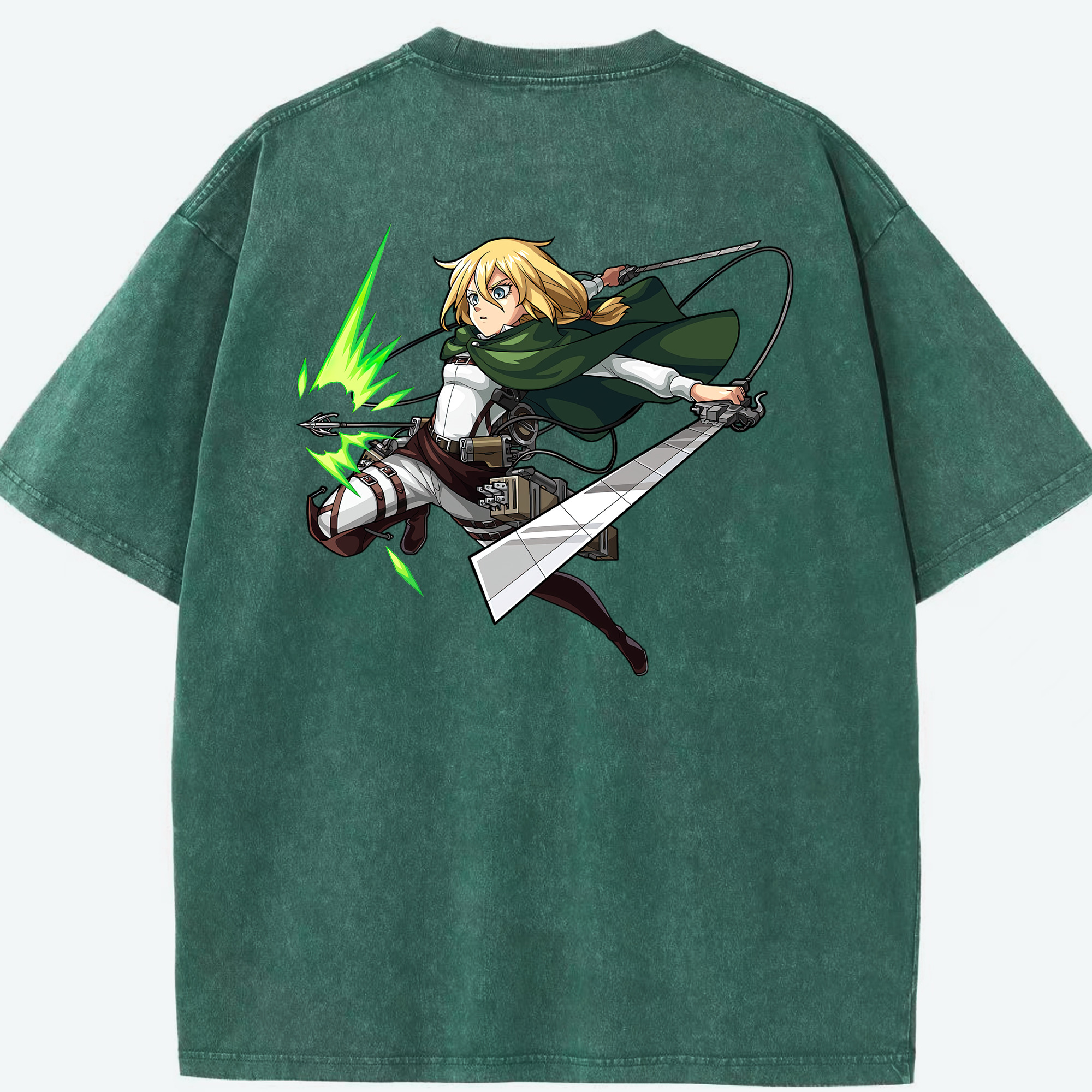 （画像用） 進撃の巨人 クリスタ·レンズ Attack on Titan Christa Lenz 綿100% ヴィンテージ風 半袖Tシャツ（背面プリント）